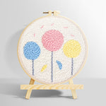 Colourful round flowers punch needle kit for beginners