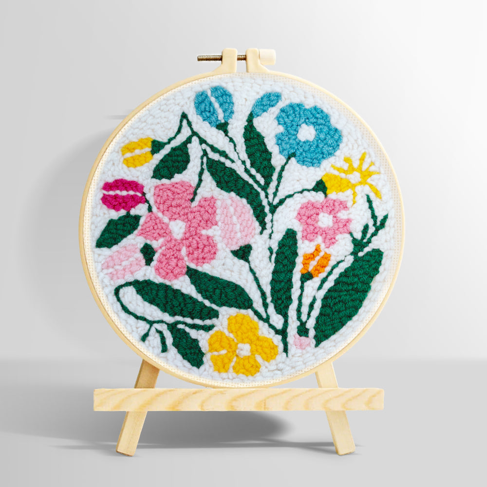 Colourful summer blooms punch needle kit for beginners