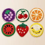 Colourful summer fruits punch needle coaster kit finished handmade coasters