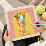Creating handmade colourful tall cocktail punch needle artwork
