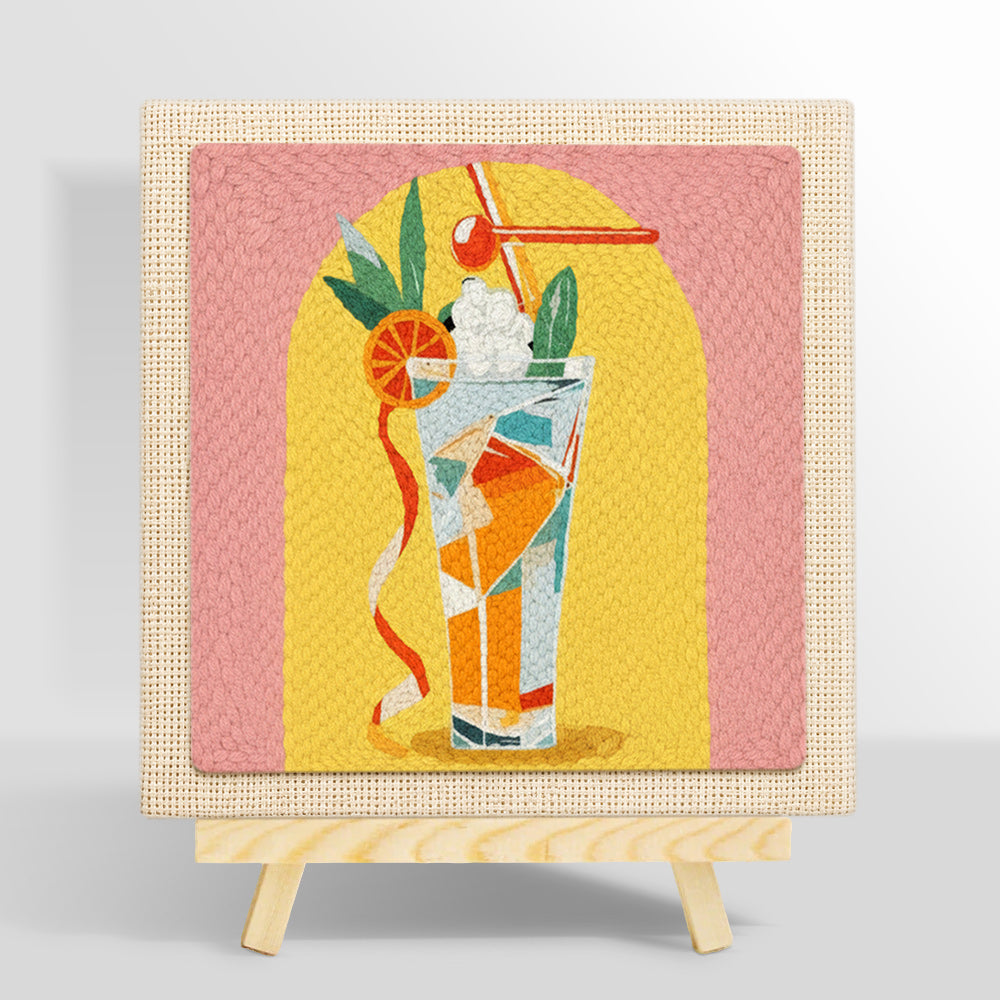 Colourful tall cocktail punch needle kit for beginners