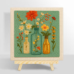 Colourful wildflowers in the glass bottles punch needle kit for beginners