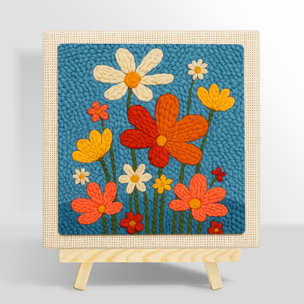Colourful wildflowers punch needle kit for beginners