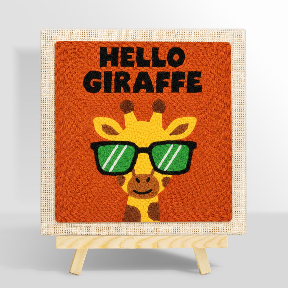 Cool giraffe with glasses punch needle kit for beginners