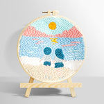 Couple on beach at sunset punch needle kit for beginners