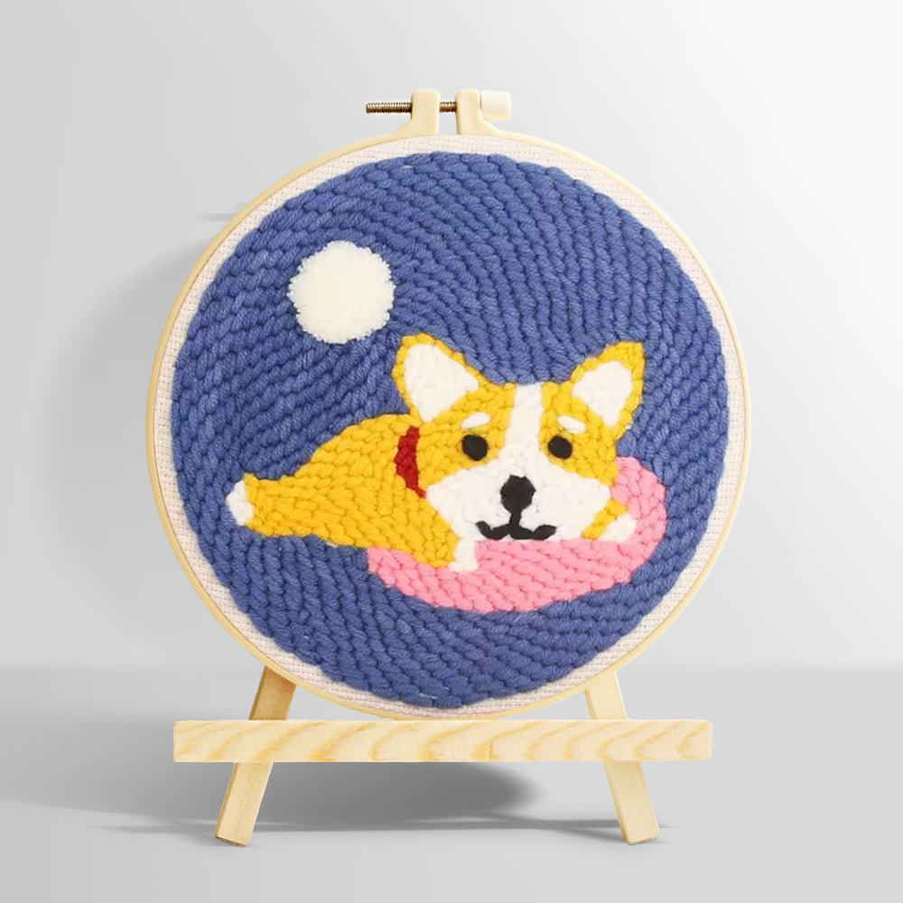 Cozy dog punch needle kit for beginners