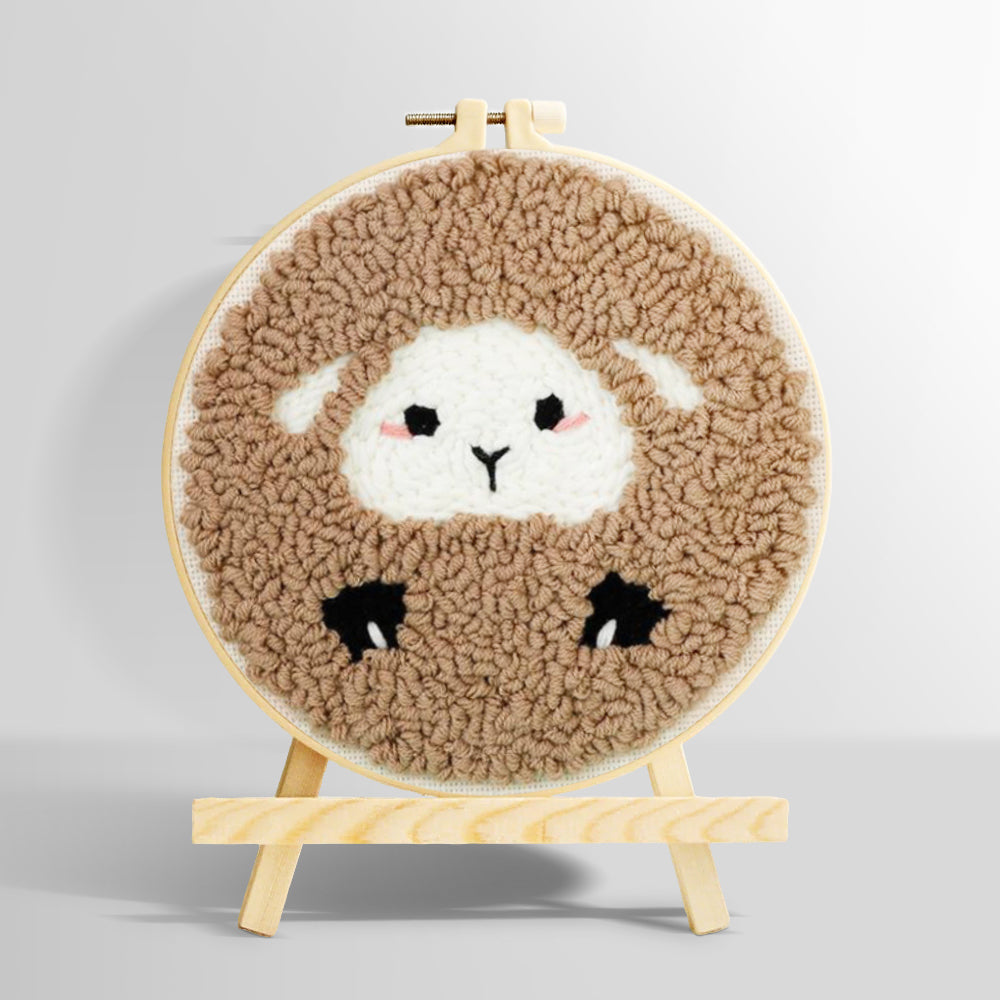 Cozy sheep punch needle kit for beginners