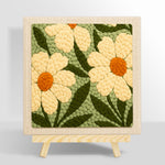 Creamy white daisy flowers punch needle kit for beginners