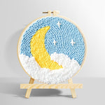 Crescent moon and stars punch needle kit for beginners