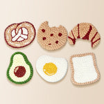 Croissant, toast and egg punch needle coaster kit finished handmade coasters