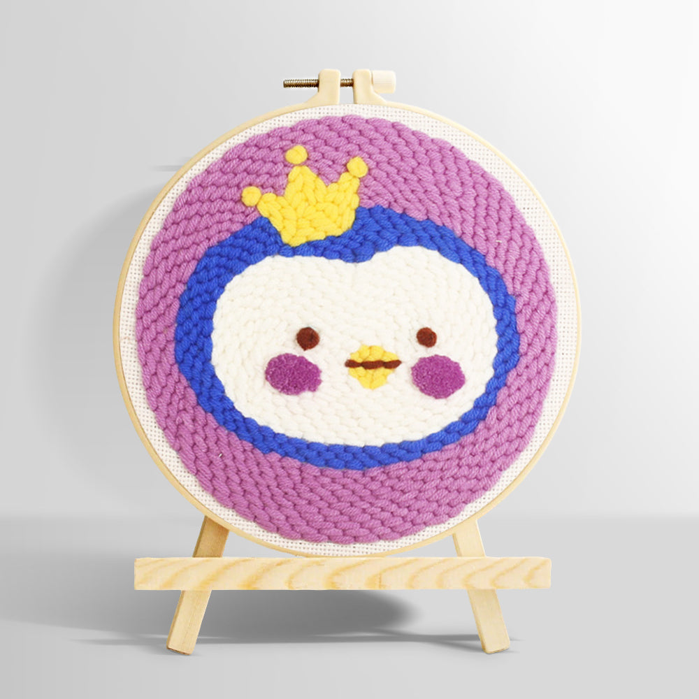 Crowned princess penguin punch needle kit for beginners