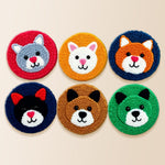 Cute animal faces punch needle coaster kit finished handmade coasters