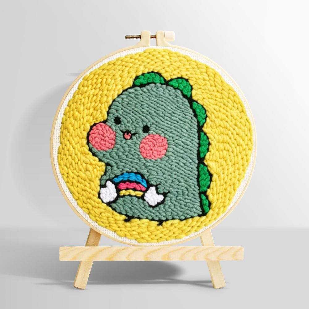 Cute baby dinosaur punch needle kit for beginners