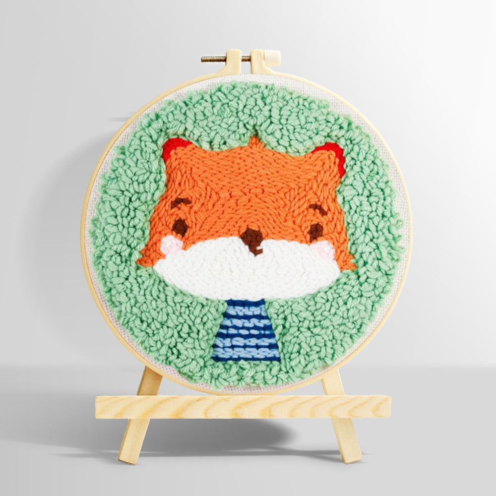 Cute baby fox punch needle kit for beginners