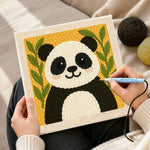 Creating handmade cute bamboo panda punch needle artwork