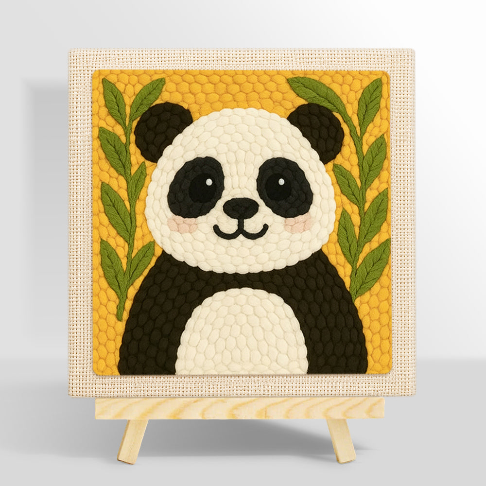 Cute bamboo panda punch needle kit for beginners