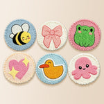 Cute bee, frog and octopus punch needle coaster kit finished handmade coasters