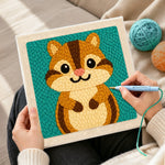 Creating handmade cute big-eyed chipmunk punch needle artwork