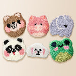 Cute blush cheek animals punch needle coaster kit finished handmade coasters