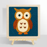 Cute brown owl punch needle kit for beginners
