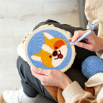 Creating handmade cute corgi punch needle artwork