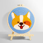 Cute corgi punch needle kit for beginners