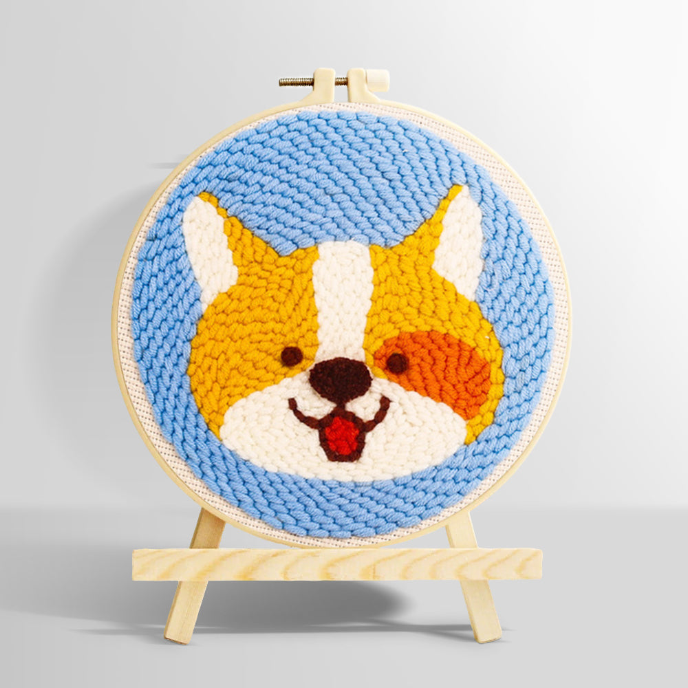 Cute corgi punch needle kit for beginners