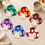 Cute forest mushrooms punch needle coasters used for home decoration