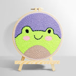 Cute frog face punch needle kit for beginners