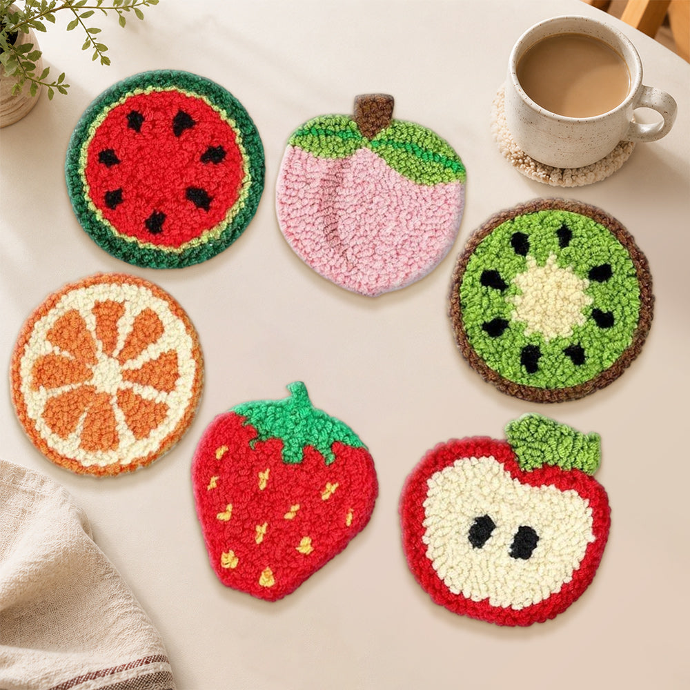 Cute fruit slice punch needle coasters used for home decoration