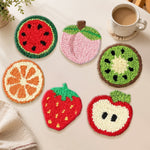 Cute fruit slice punch needle coasters used for home decoration