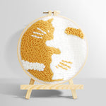 Cute golden cat punch needle kit for beginners