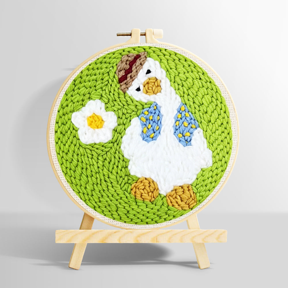 Cute goose with daisy punch needle kit for beginners