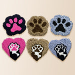 Cute heart and paw prints punch needle coaster kit finished handmade coasters