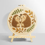 Cute hedgehog couple punch needle kit for beginners