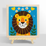 Cute lion with daisies punch needle kit for beginners