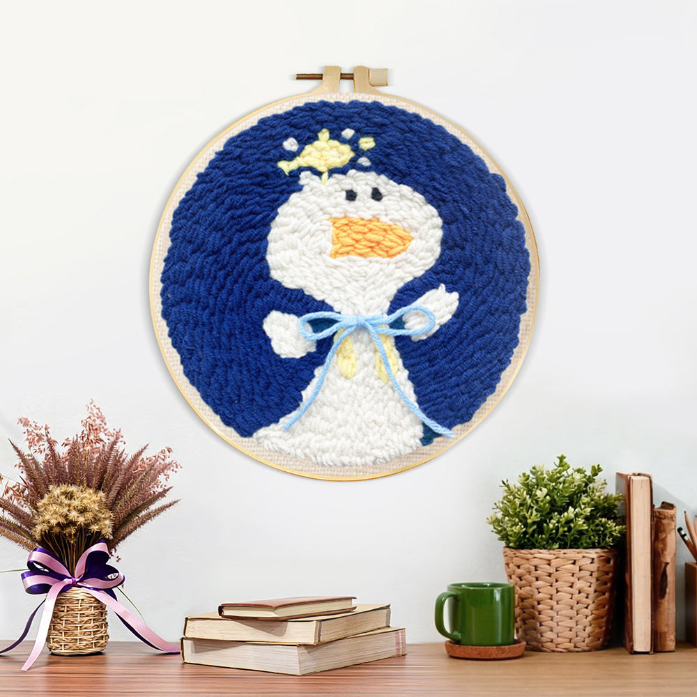Finished cute little duck artwork displayed on a wall