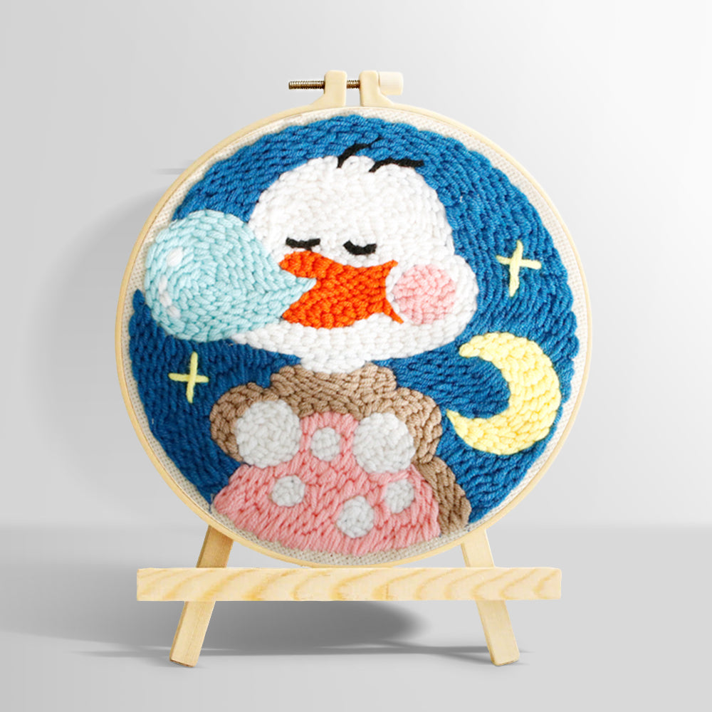 Cute nap duck punch needle kit for beginners