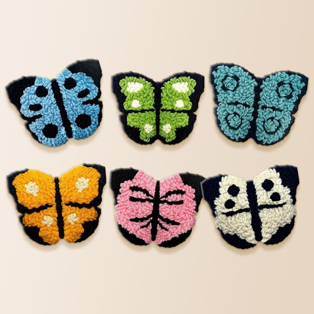 Cute novelty butterflies punch needle coaster kit finished handmade coasters