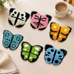 Cute novelty butterflies punch needle coasters used for home decoration