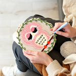 Creating handmade cute pink owl punch needle artwork
