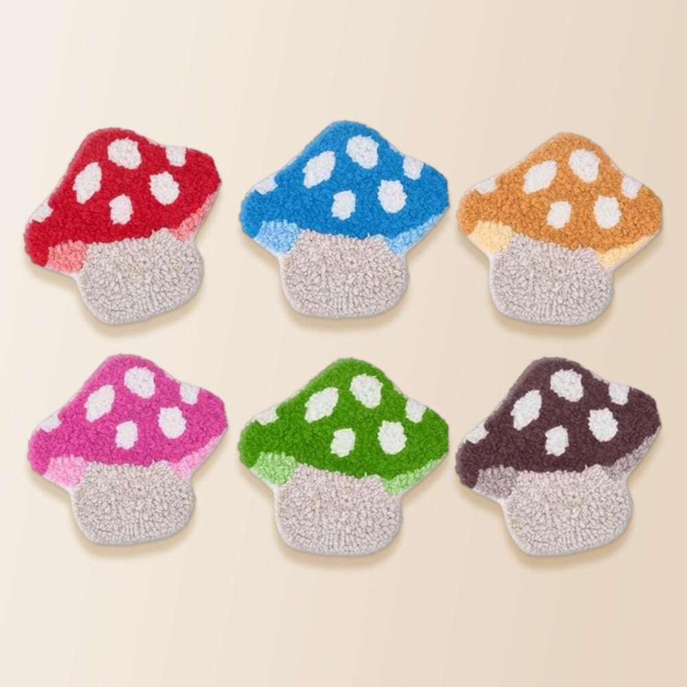 Cute polka dot mushrooms punch needle coaster kit finished handmade coasters