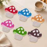 Cute polka dot mushrooms punch needle coasters used for home decoration