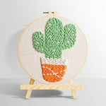 Cute potted twin cactus punch needle kit for beginners