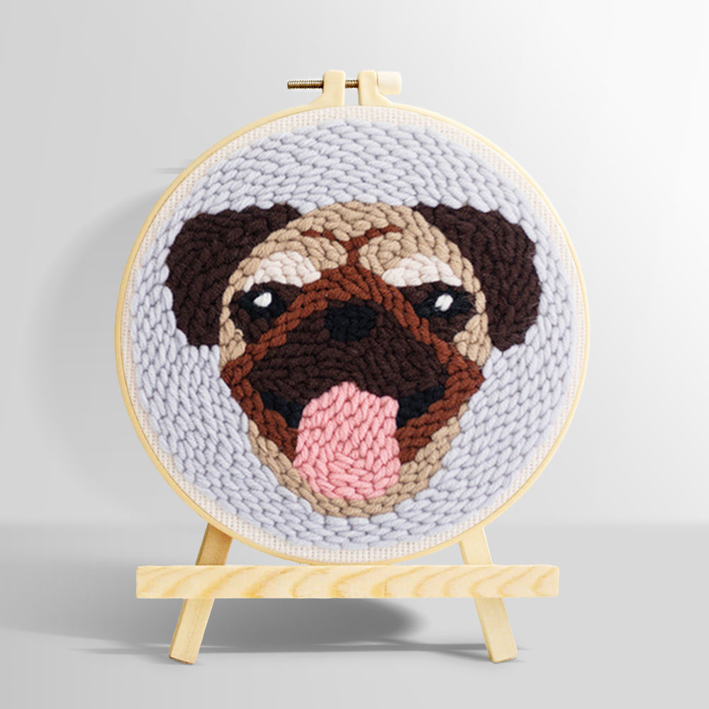 Cute pug punch needle kit for beginners