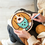 Creating handmade cute puppy and cat punch needle artwork