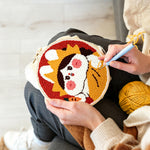 Creating handmade cute rabbit with crown and carrot punch needle artwork