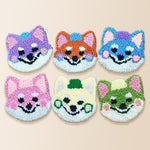 Cute rainbow dogs punch needle coaster kit finished handmade coasters