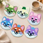 Cute rainbow dogs punch needle coasters used for home decoration