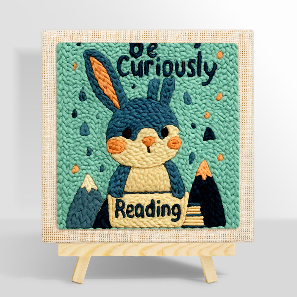 Cute reader bunny punch needle kit for beginners